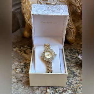 Charter Club Gold Clear Rhinestone Watch